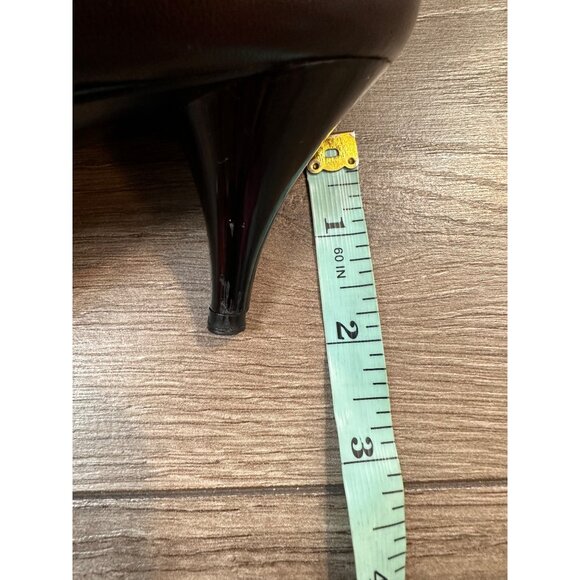 Vintage CHANEL Two Tone Brown Black Leather Ballet CC Bow Pumps Heels 37 - Picture 7 of 15